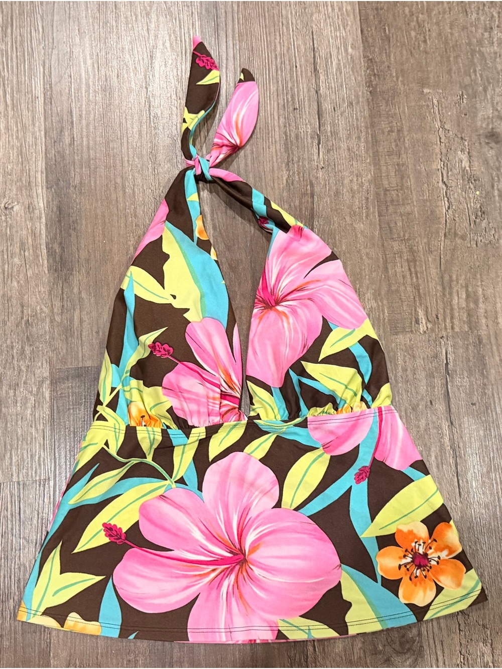 Y2K Sessa Halter Tropical Swimsuit Top